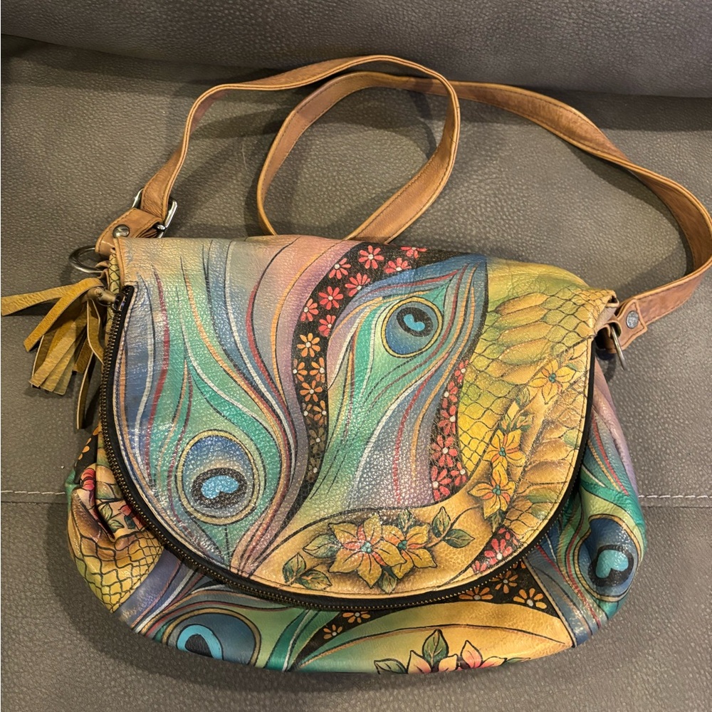 Anuschka Crossbody Peacock Design Women's Bag